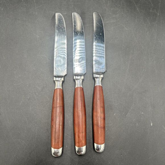3 Hampton Silversmiths BISTRO-BROWN Stainless Dinner Knives Replacement Flatware - Picture 2 of 3